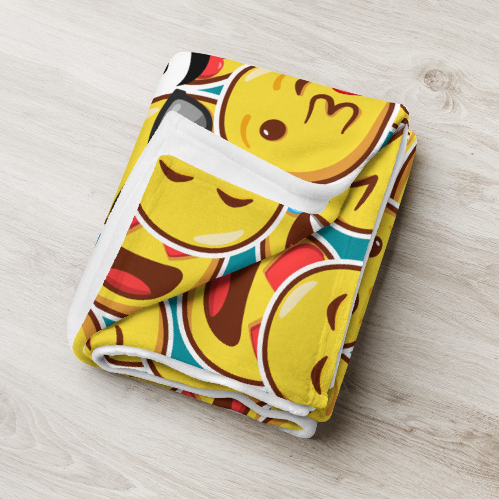Personalized Emoji Throw Blanket Personnalisable Emoji Blanket Gift for