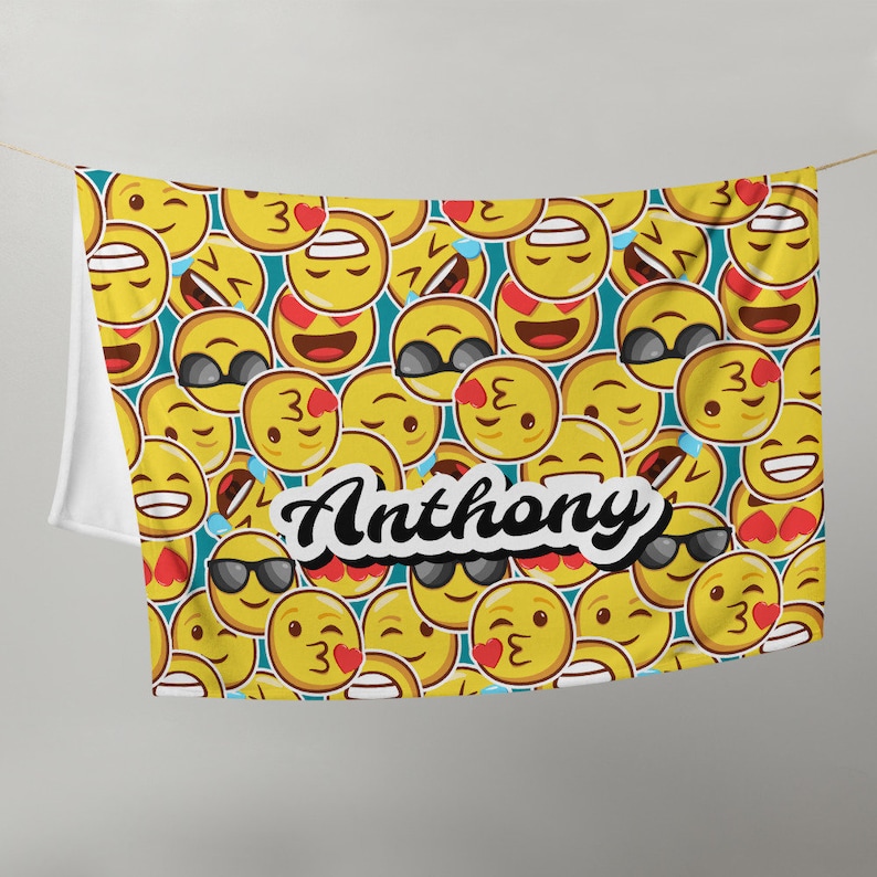Personalized Emoji Throw Blanket Personnalisable Emoji Blanket Gift for