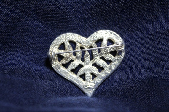 Vintage Crystal Rhinestone Heart Pin - image 2