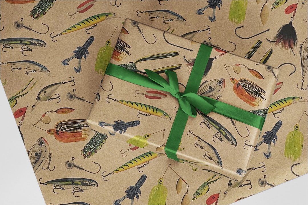 Fishing Lure Gift Wrap on Kraft Paper 24 X 10' Etsy