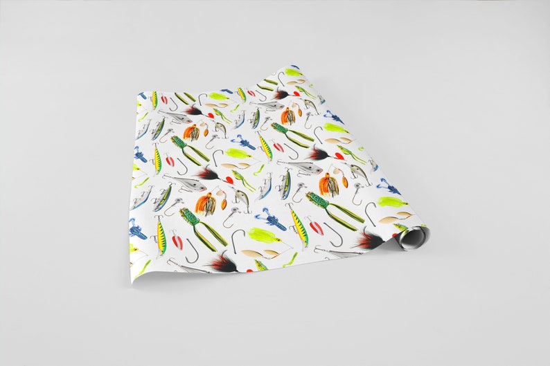 30 x 15/' Long FREE US SHIPPING 37.5 Square Feet Fishing Lure Gift Wrap
