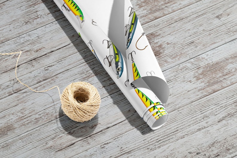 30 x 15/' Long FREE US SHIPPING 37.5 Square Feet Fishing Lure Gift Wrap