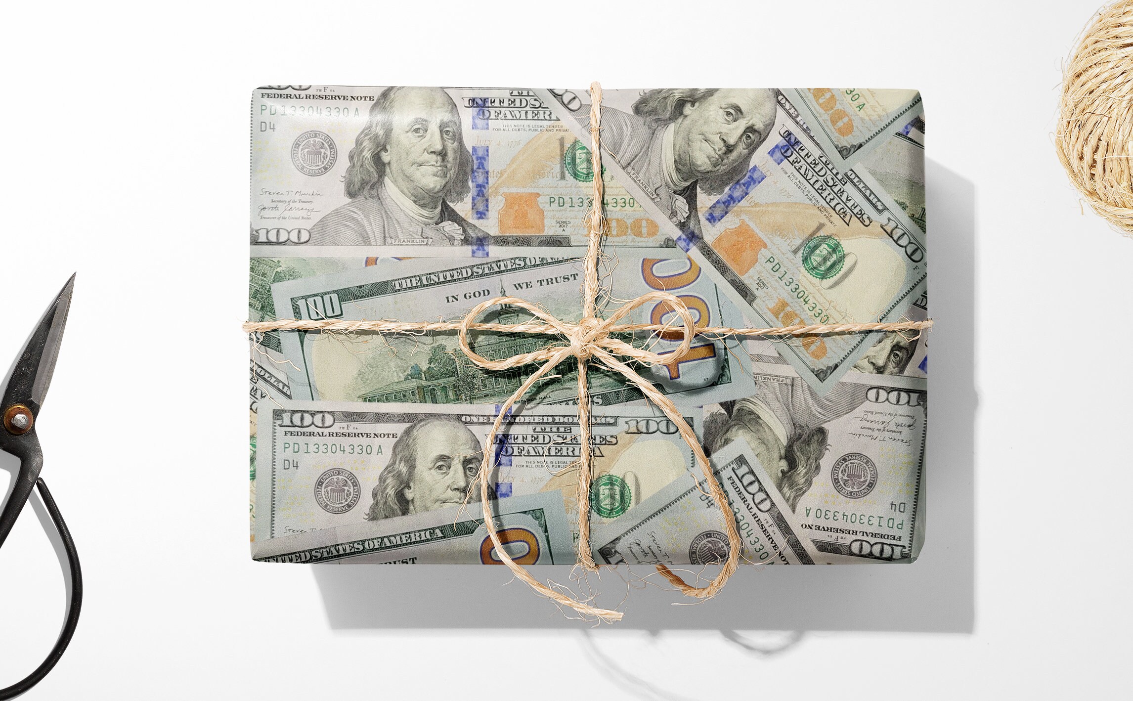 FREE US SHIPPING 100 Dollar Bill Gift Wrap Birthday Etsy
