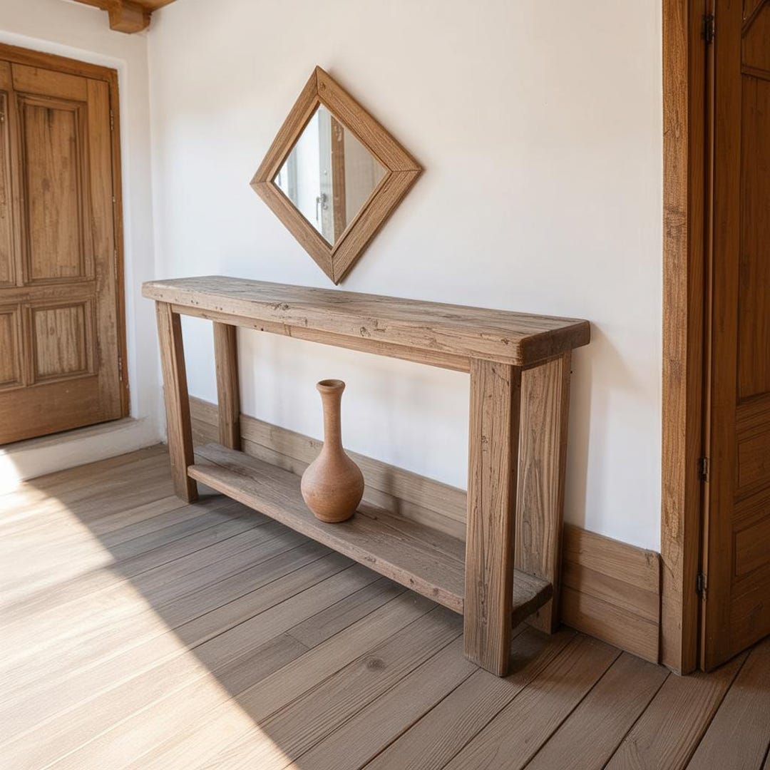 Rustic Reclaimed Wood Entryway Table – Slim Console Table With Shelf ...