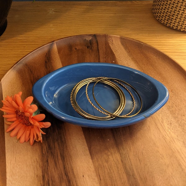 Smoky blue ceramic dish (soap/butter/trinket dish)