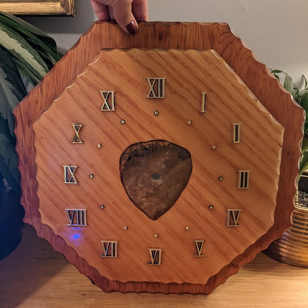 Handmade live edge octogon-shaped clock face