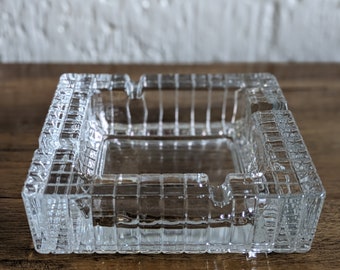 Art Deco leaded crystal gridded ashtray