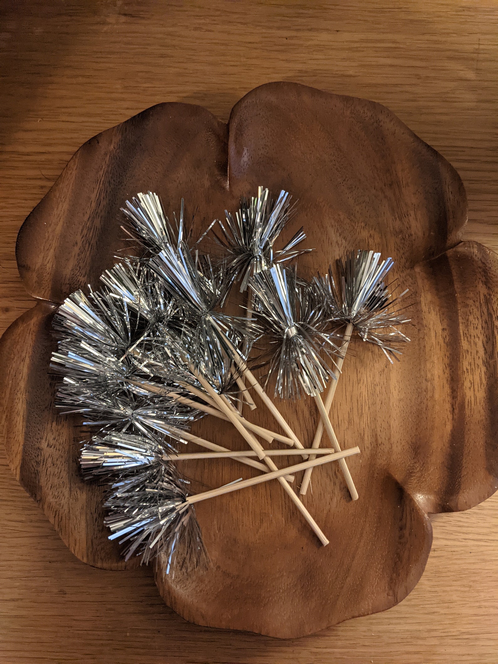 Set of 12 silver tinsel swizzle sticks Etsy