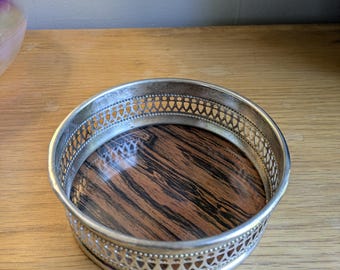 Vintage MCM silver-plated bottle coaster