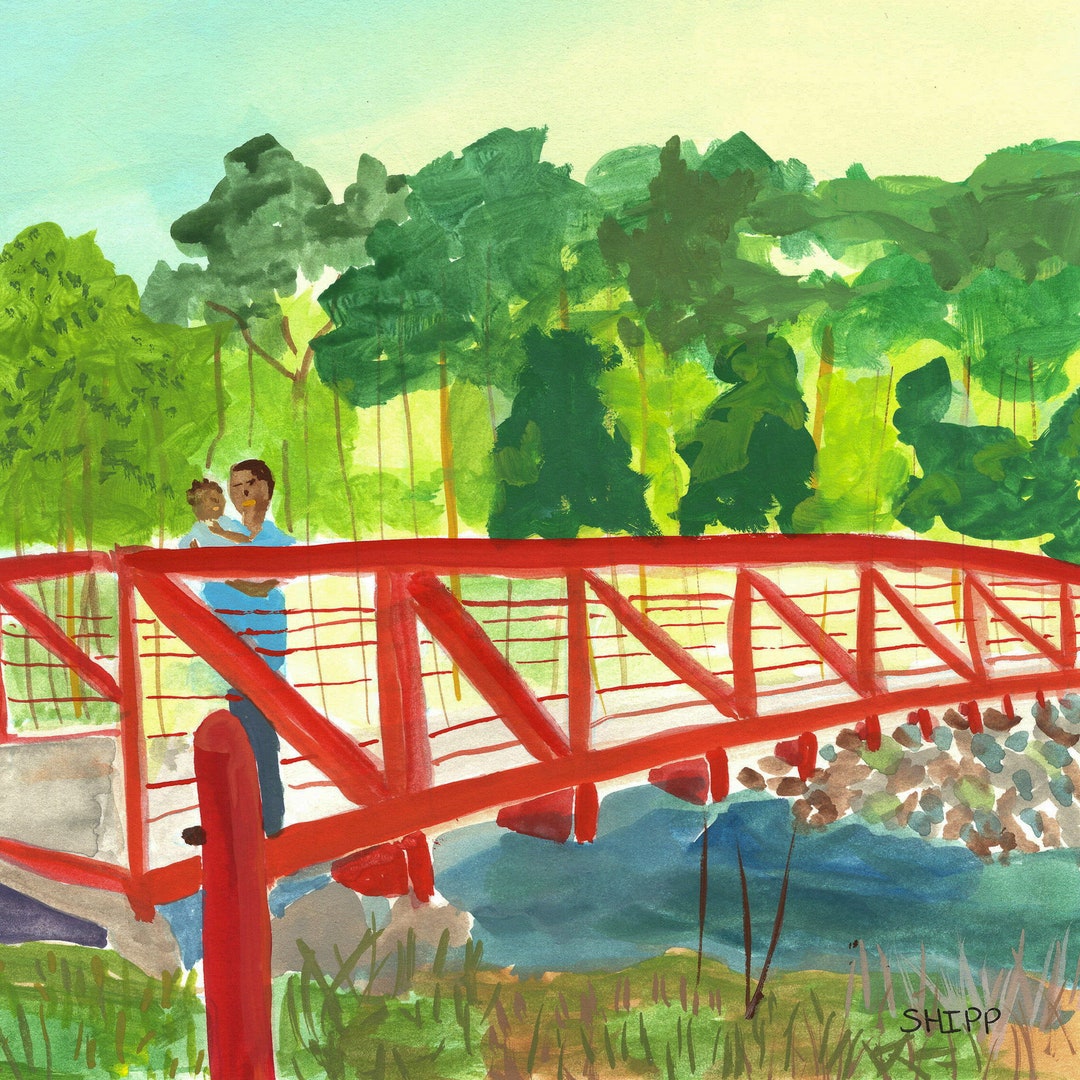 Arkansas Park Art Print 8 X 8 Inch Gouache on Paper Black Etsy