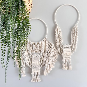 Macrame Hmong Thai Xauv Set Boho Infinite Rose Tassel Wall Hanger Geo Pattern Wall Decor Boho Home Macrame Wall Hanger