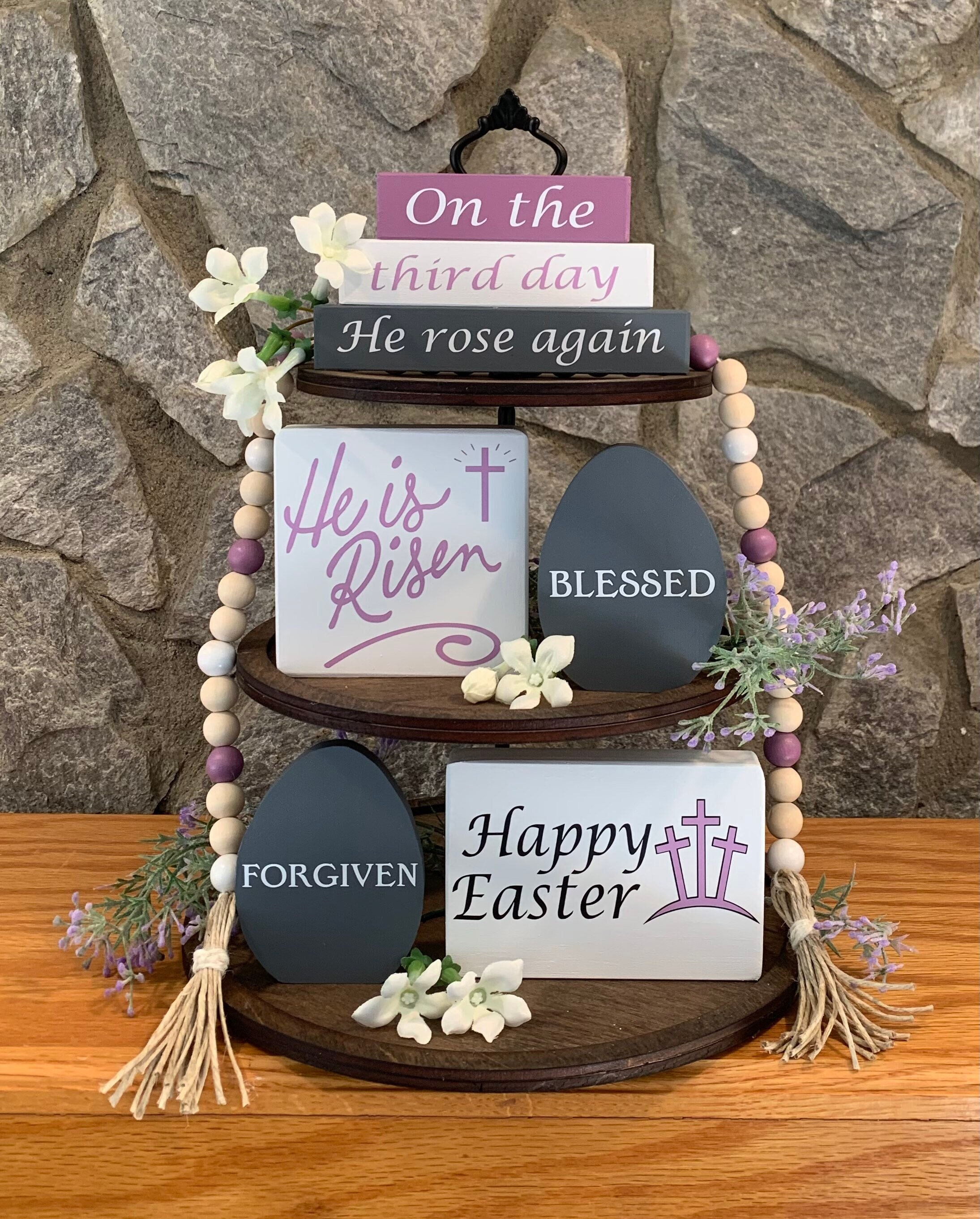 Easter religious tiered tray decor bundle