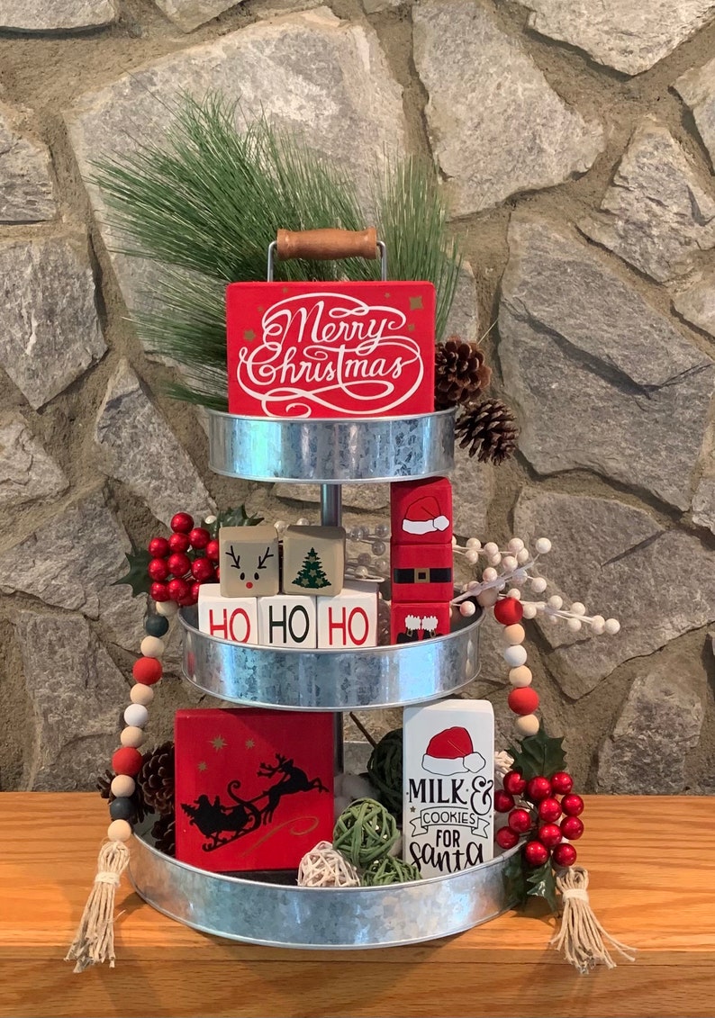 Christmas Tiered Tray Decor Bundle Etsy