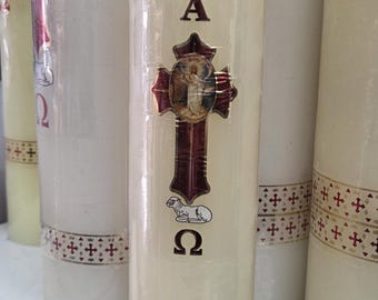 10" Tall CANDAL Cirio Pascual 1 Kilo Corto Easter Candle Semana Santa Holy Jesus 1 EACH 3 inches thick big candle beeswax