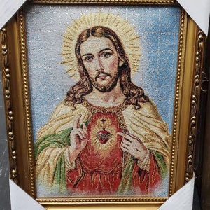 Sacred Heart Of Jesus CUADRO 9&quot;x11&quot; Sagrado Corazon De Jesus Cushioned Frame