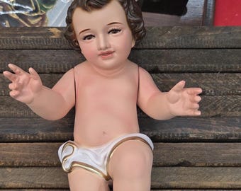 Nino dios 8 Inch Statue Jesus BROWN eyes baby jesus Nino movable hands Baby Jesus doll glass eyes