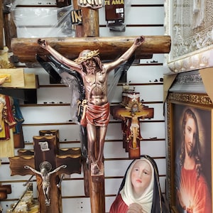 28 inch Wall Cross Jesus Christ Crucifix Tronco Manto Crucifijo Cristo 16x28 inches Big Crucifix Copper Crucifix