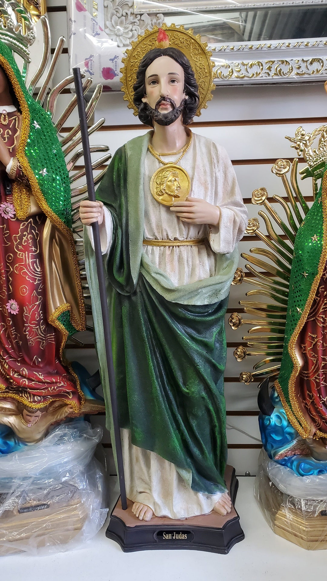 Estatua De San Judas Tadeo Con Textura En Lienzo De 3 Pies Y 36 