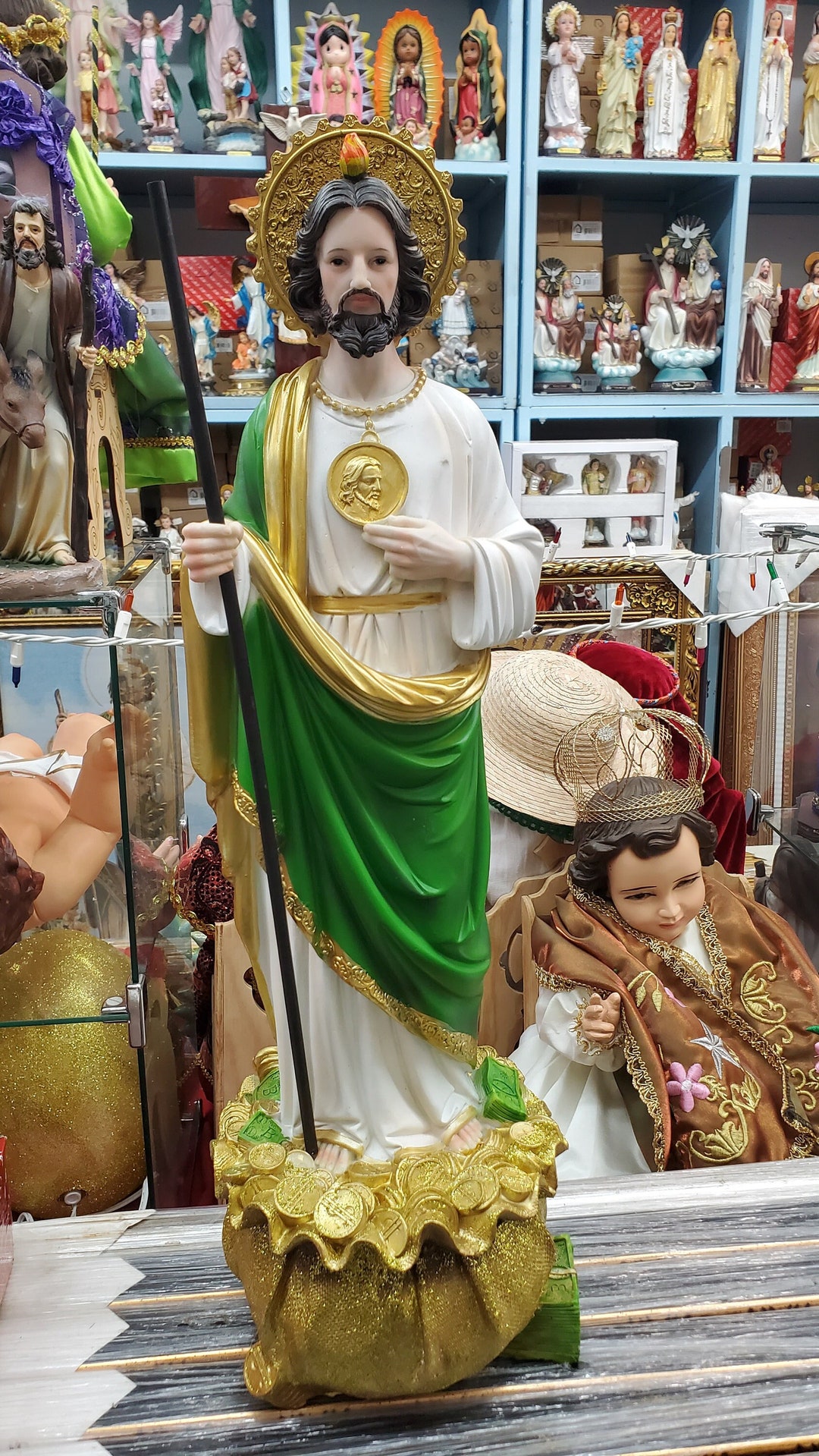 24 Inch Statue Saint Jude With Money Stack Money Bag San Judas Con ...