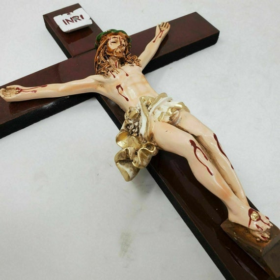 15 Pared Cruz Jesucristo Crucifijo Poliéster Manto Blanco Crucifijo Cristo