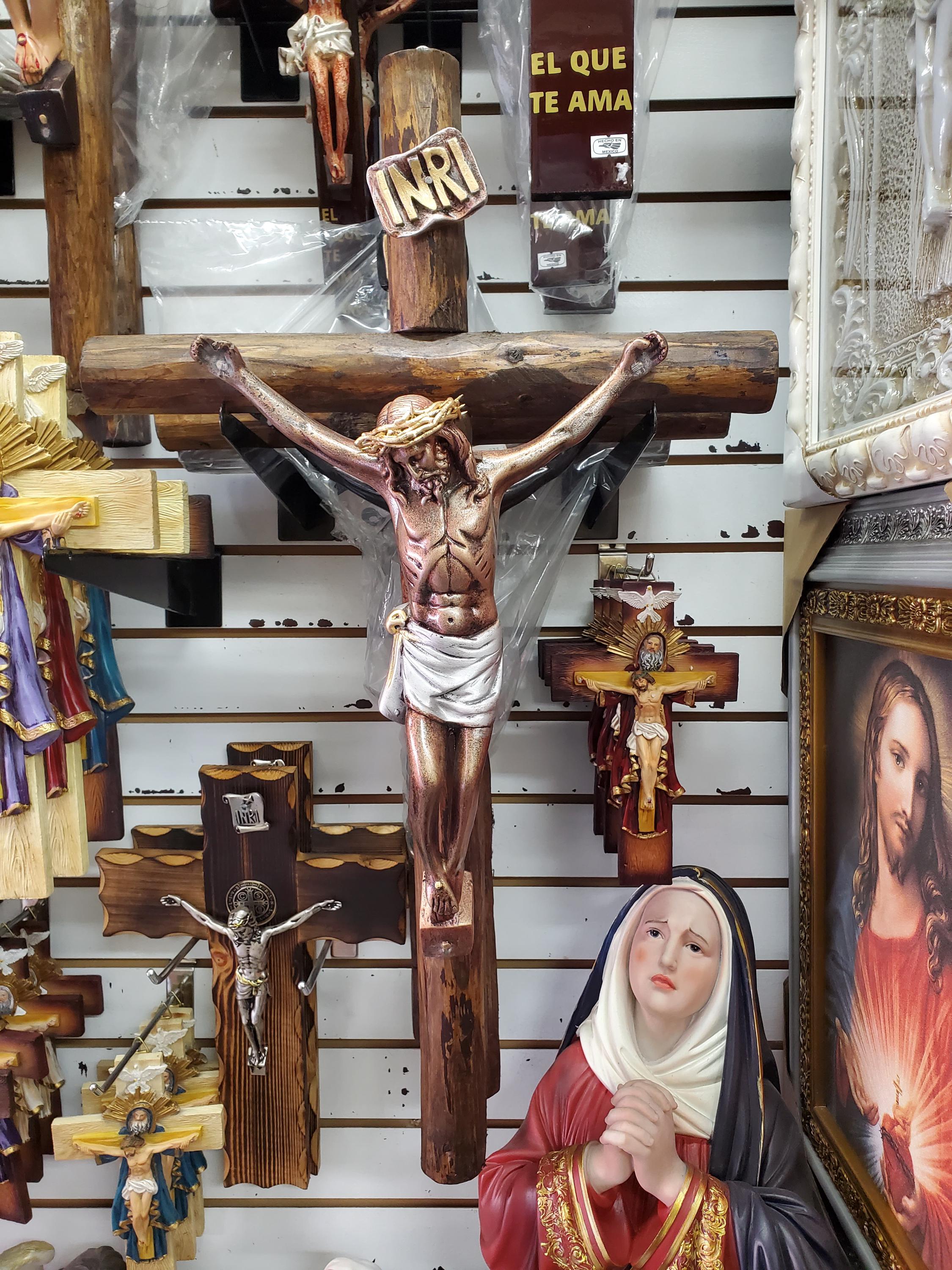 28” Wall Cross Jesus Bronze Crucifix Christ Crucifix Tronco Silver