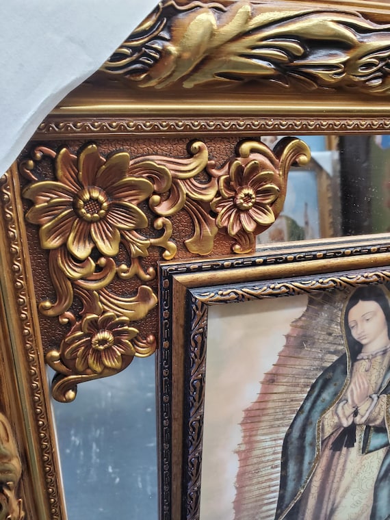 Guadalupe Mary Gold Led Light up Mirrored Frame Double Frame