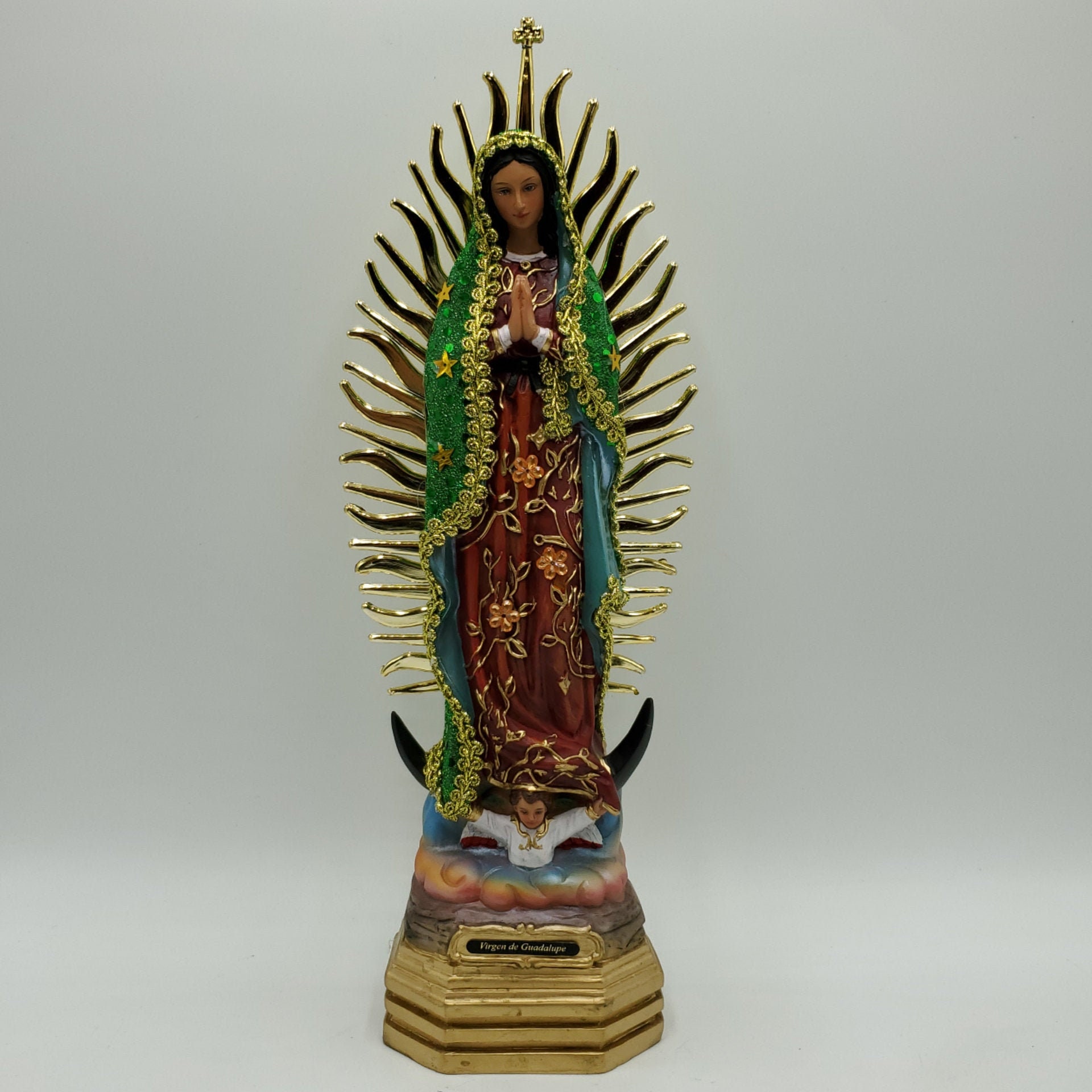 Our Lady Of Guadalupe STATUE 12 Inch Vestida Verde green Etsy