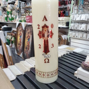 10&quot; Tall CANDAL Cirio Pascual 1 Kilo Corto Easter Candle Semana Santa Holy Jesus 1 EACH 3 inches thick big candle beeswax