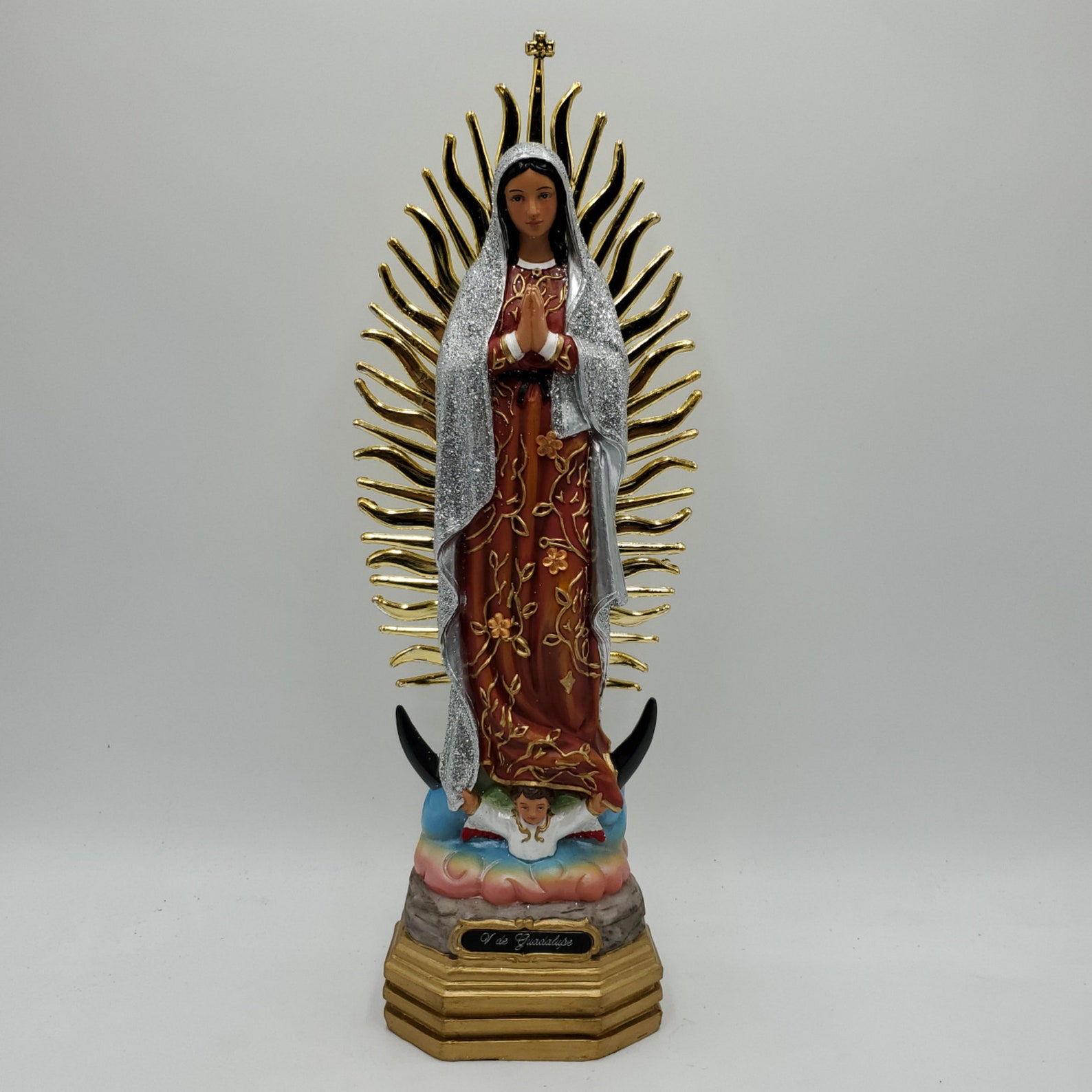 Our Lady of Guadalupe Statue 12 Inch Handcrafted Virgen Maria Etsy