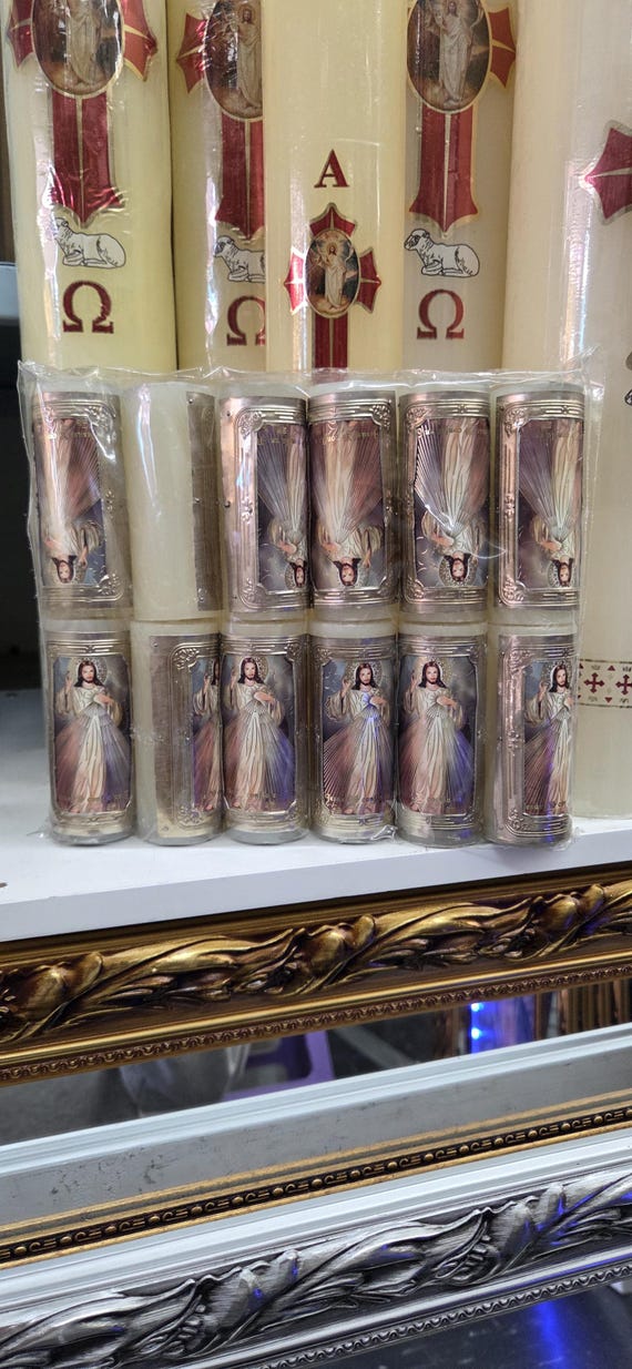 12 Pk Cirio Pascual Regular 3" Inch Tall Easter Paschal Candles beeswax Divine Mercy