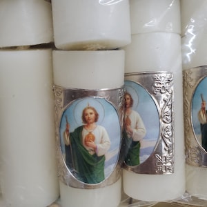 Saint Jude San Judas 12 Pk Cirio Pascual Repujado 1&quot; 3/4 Inch Easter Paschal Candle saint jude candle pack  beeswax