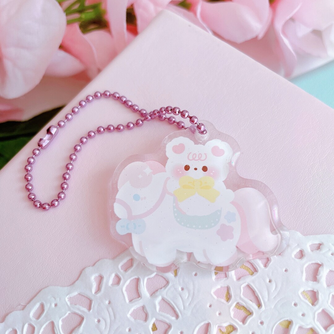 Cute Bear Acrylic Keychain Kawaii Bear Keychain Cute Holographic Animal ...