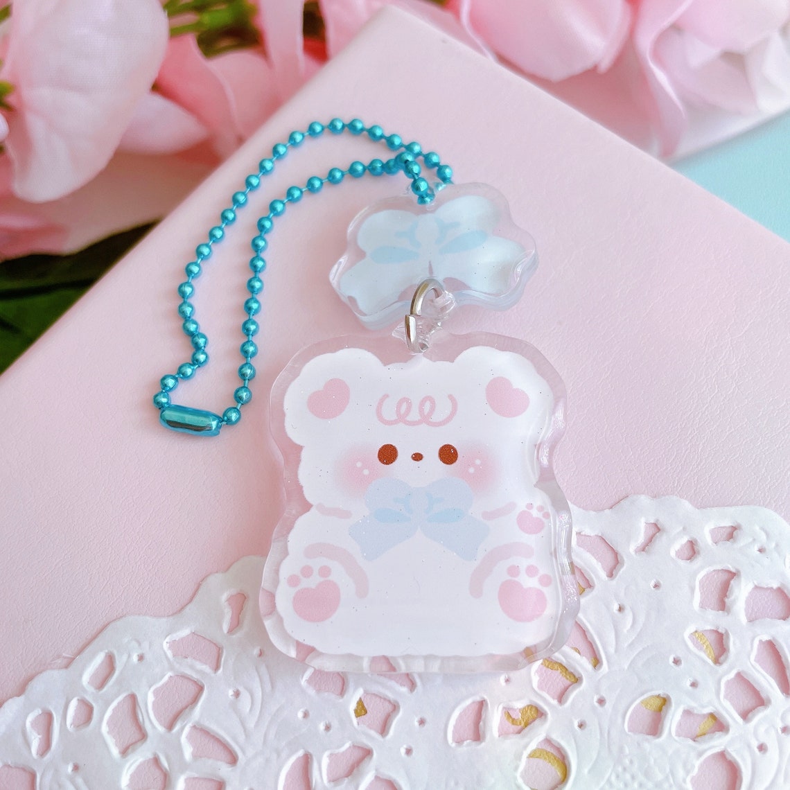 Cute Bear Acrylic Keychain Kawaii Bear Keychain Cute - Etsy