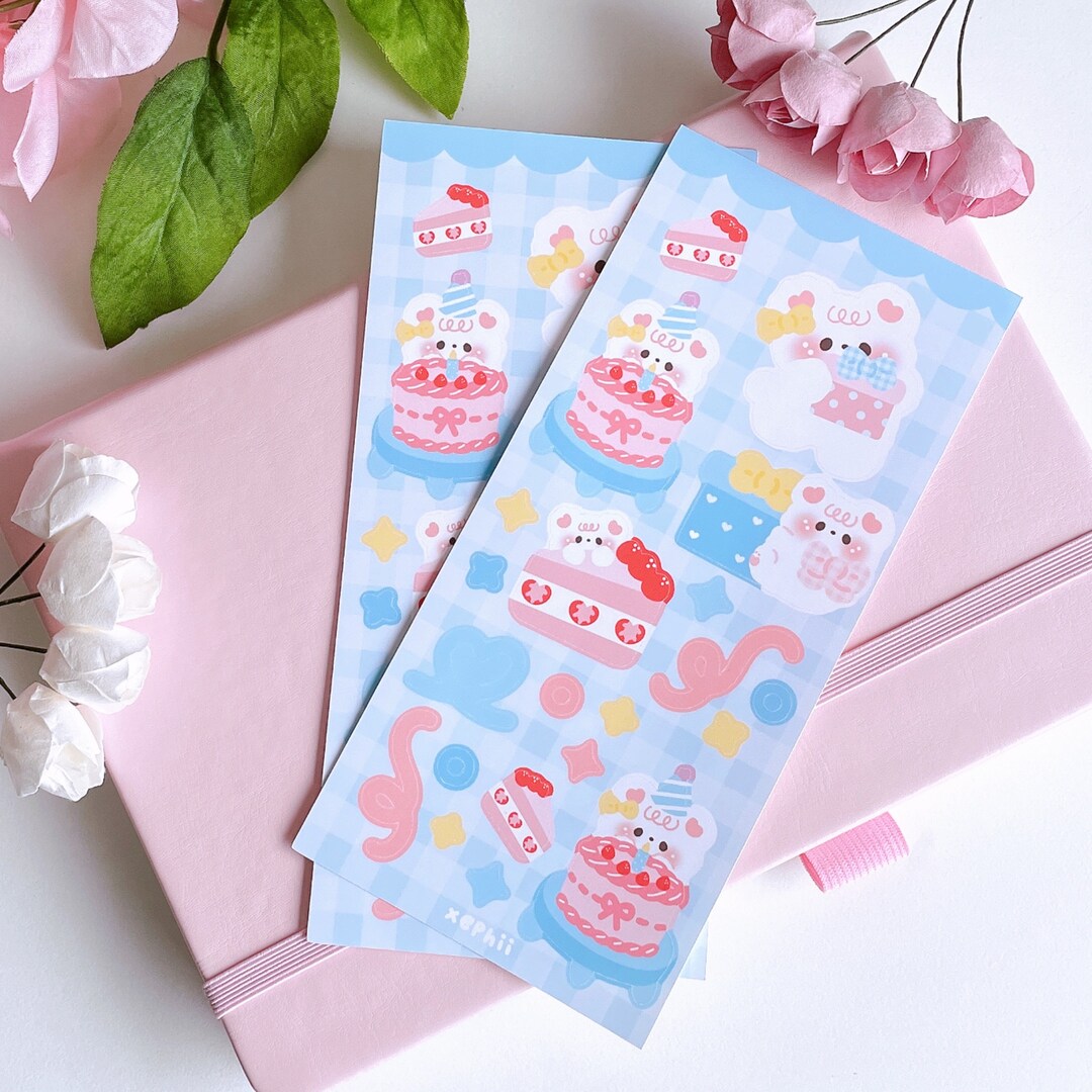 Cute Birthday Sticker Sheet Kawaii Bear Sticker Sheet Cute Bullet ...