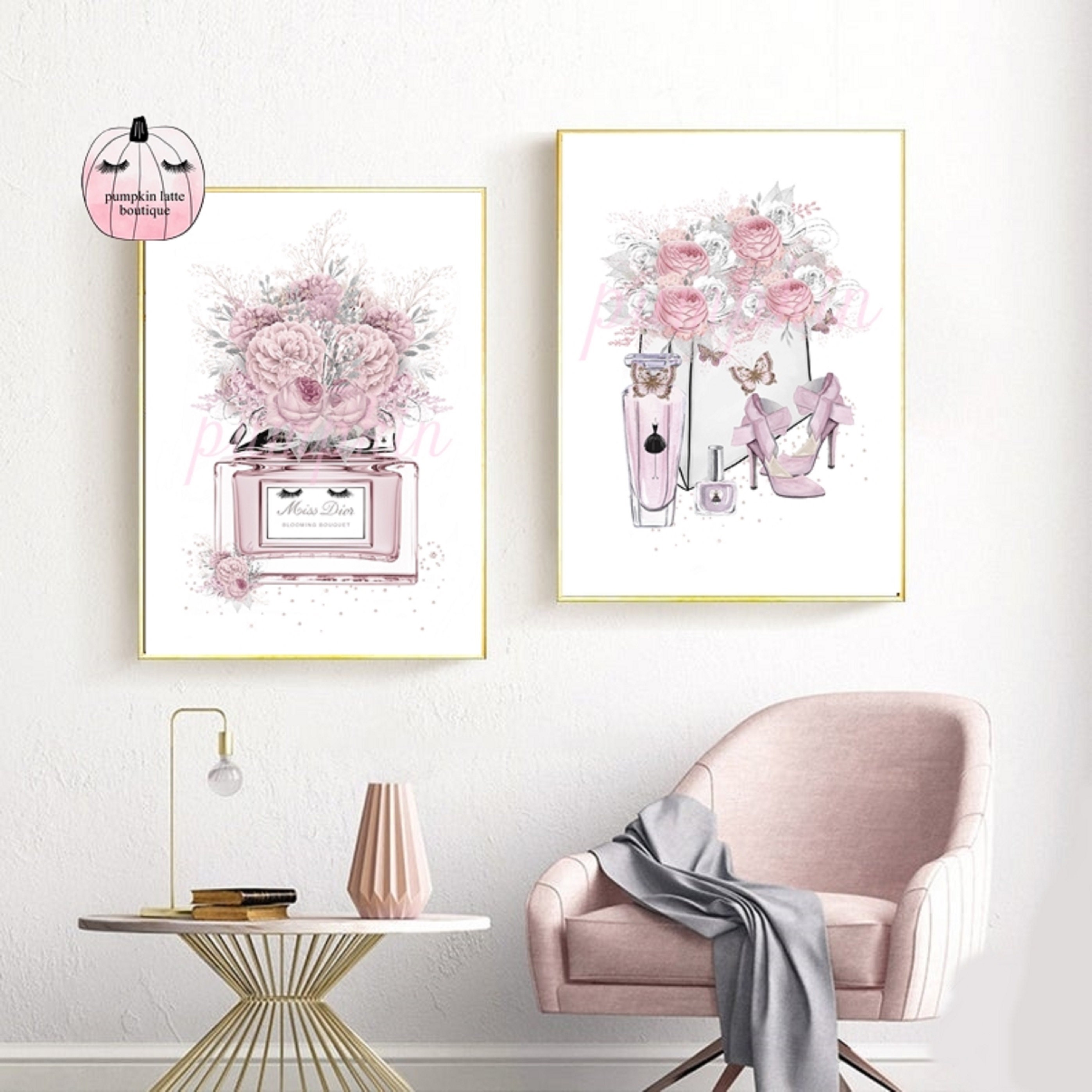 Blush Pink Fashion Prints Glamour Wall Art Perfume | Etsy