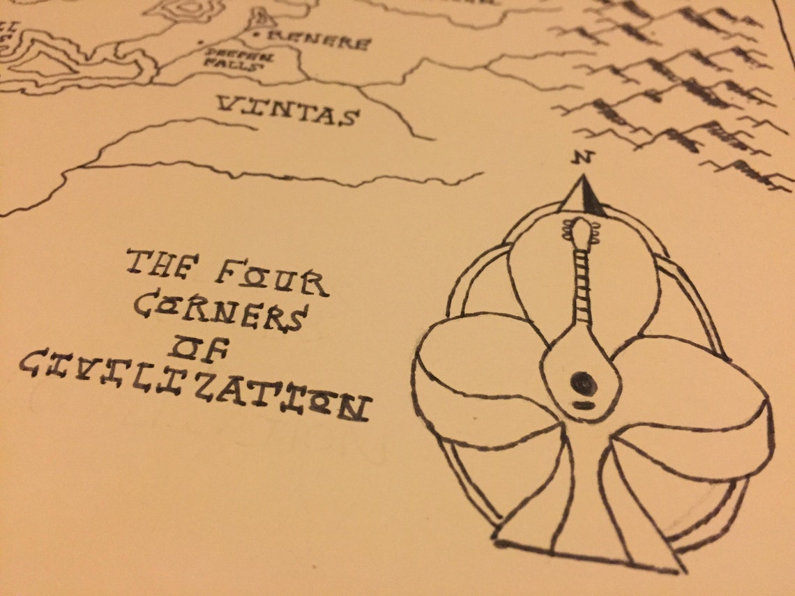 Kingkiller Chronicle Four Corners A3 Hand Drawn Paper Map Etsy