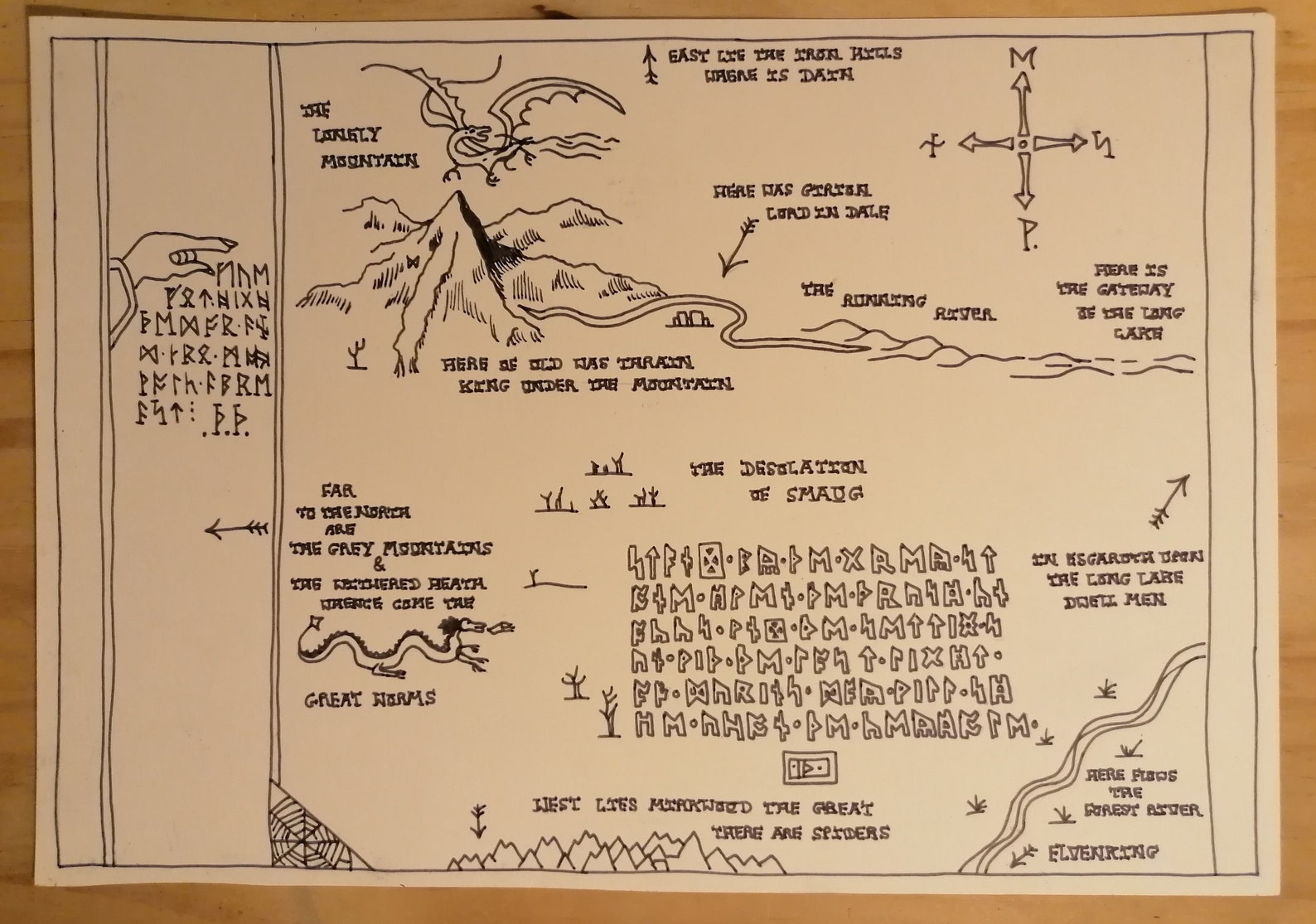 Lord Of The Rings The Hobbit Thror's Map A4 Hand Drawn | Etsy