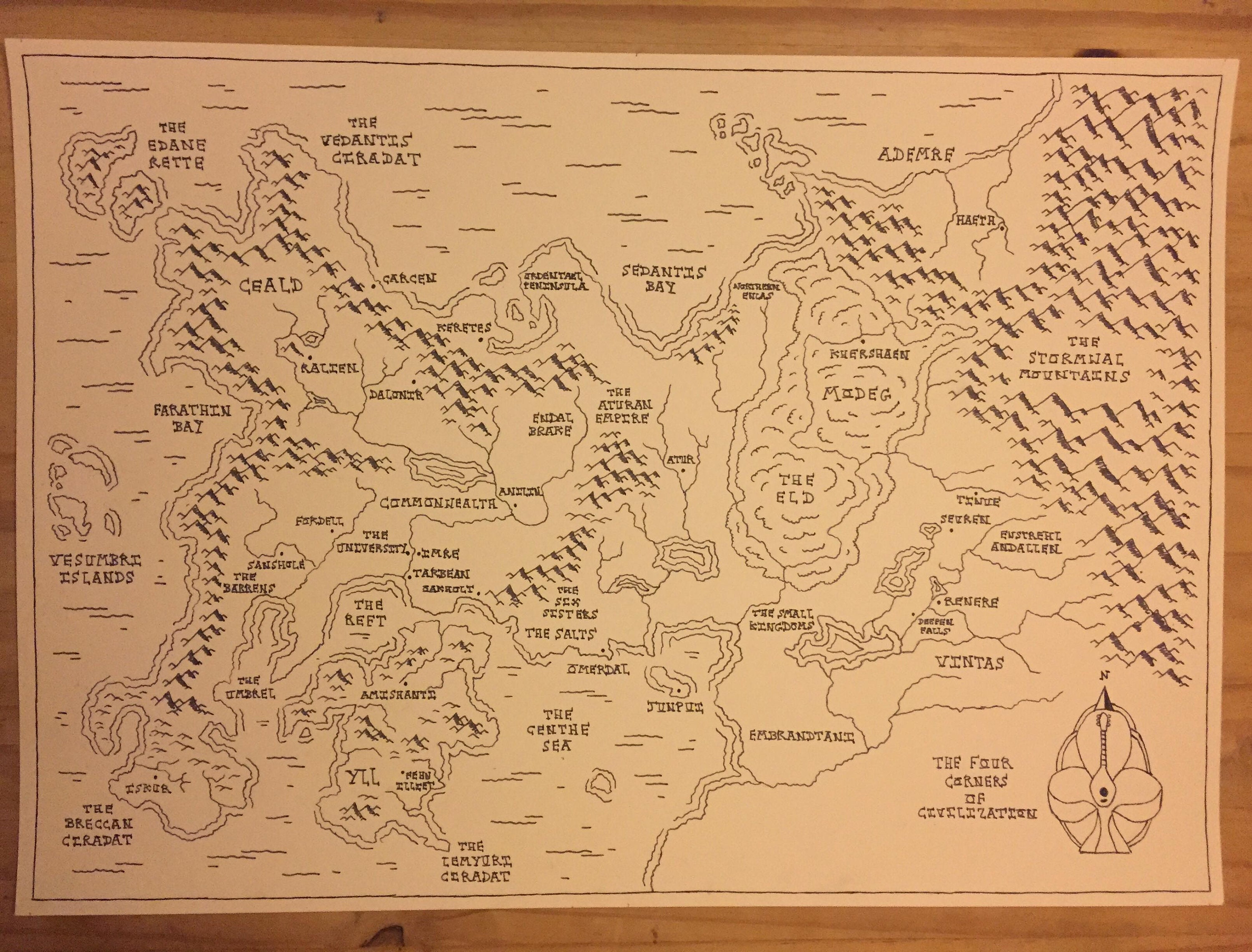 Kingkiller Chronicle Four Corners A3 Hand Drawn Paper Map Etsy