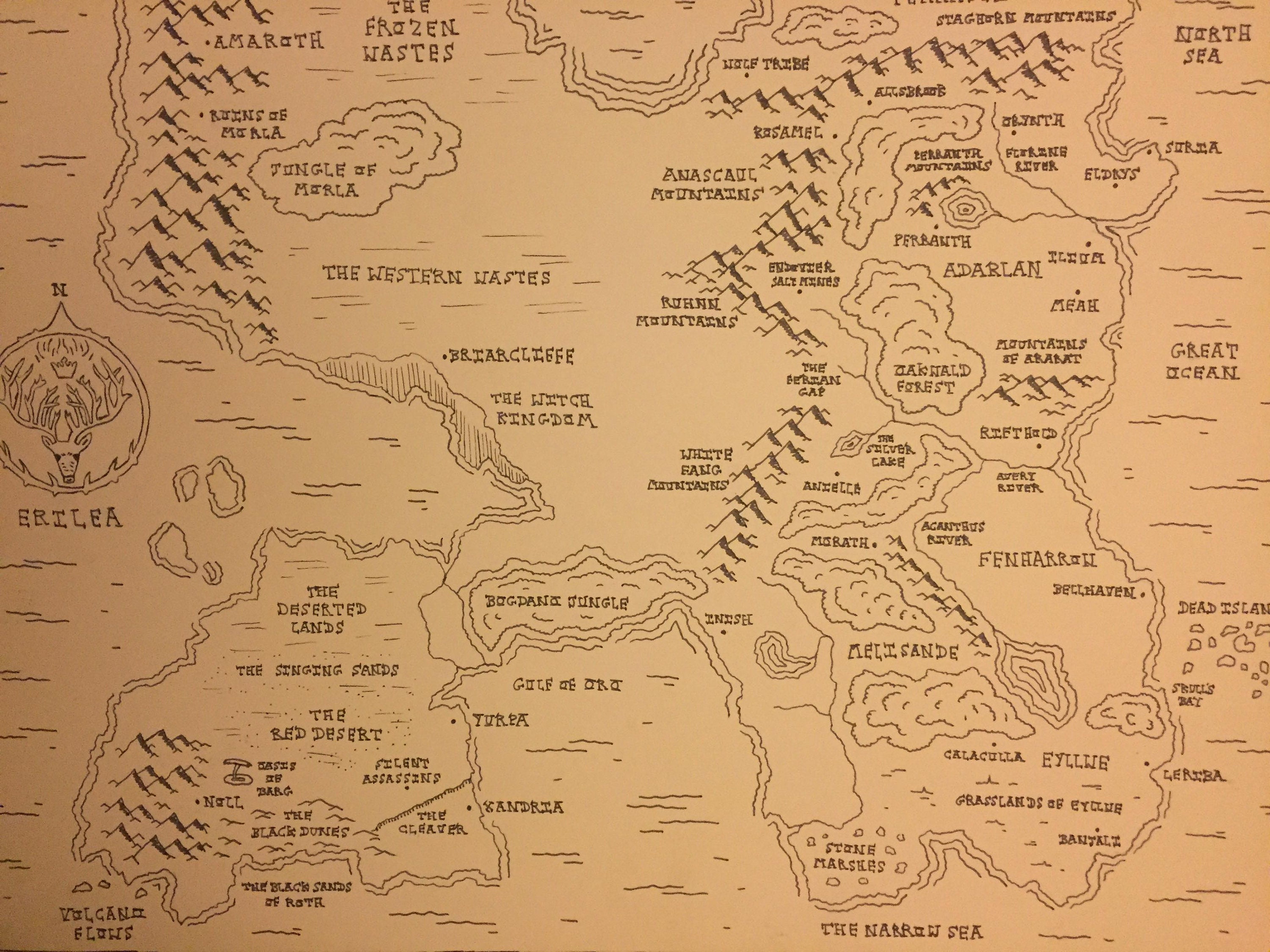 Throne of Glass Erilea A3 Hand Drawn Paper Map Blackstaff Etsy