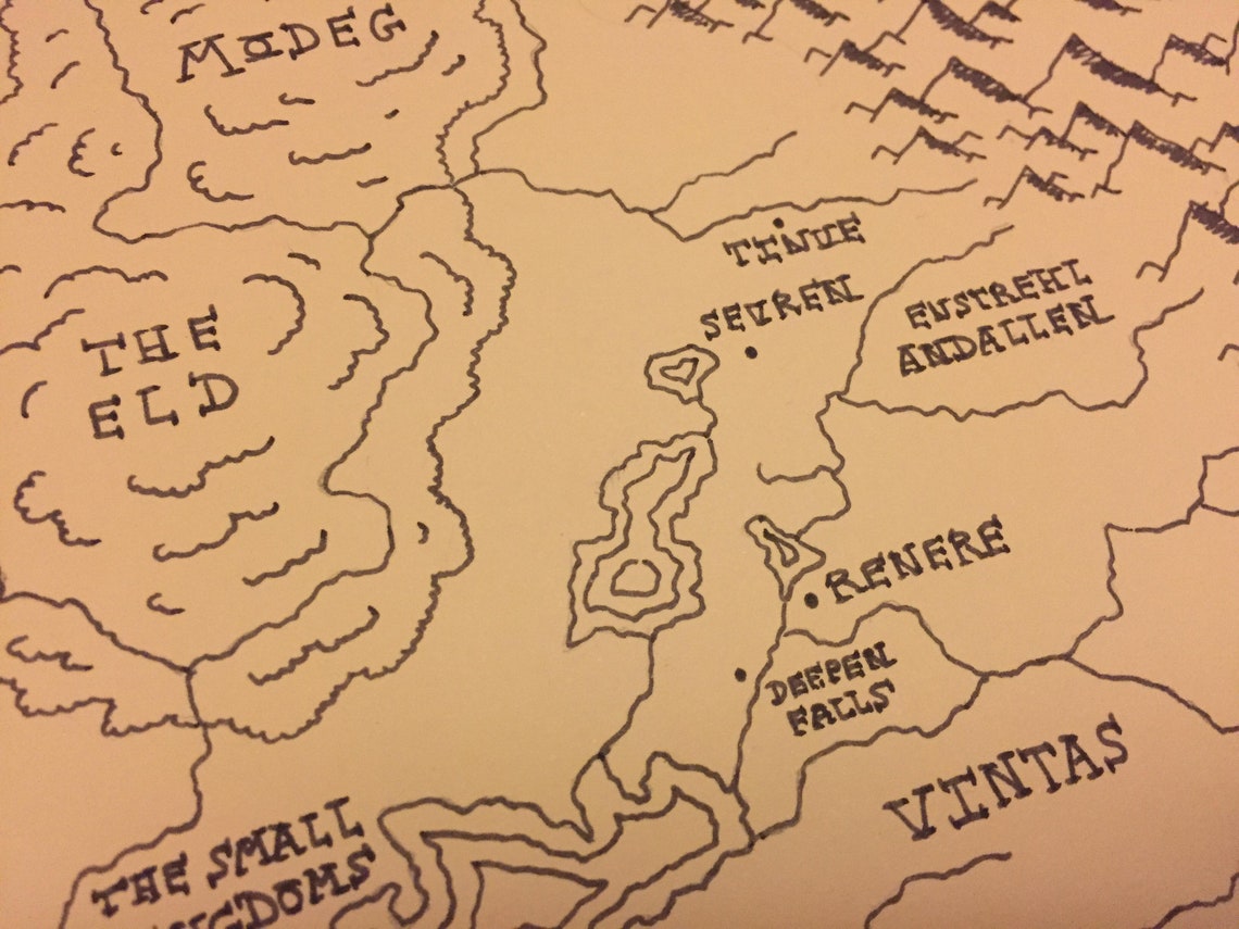 Kingkiller Chronicle Four Corners A3 Hand Drawn Paper Map Etsy