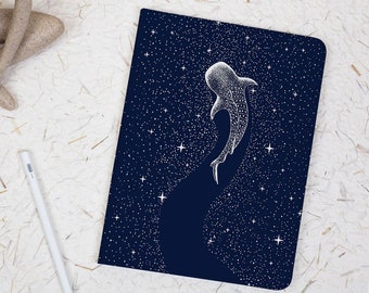Star Whale Simple Art iPad Case with Apple Pencil Holder Cover for iPad 11/10/9 A16 2025 M3 Air 7/6/5 11&quot; 10.9&quot; 13&quot; 2024 Pro 12.9 Inch M4 M2