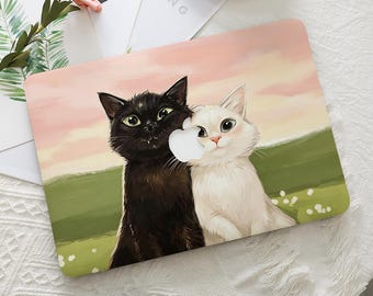 Cute Cat Art Painting Macbook Protective Hard Case Mac Laptop Cover for 2026 Neo 13 Air 15/13/11 Pro 16/15/14/13 inch M5 M4 M3 M2 M1 Ret 12