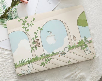 Cat Floral Leaf Garden Painting Hard Protective Macbook Case Laptop Cover For Mac 16 15 13 Inch For Macbook Air 15/13/11 Pro 14 13 M1 M2 M3