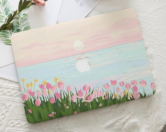 Fleur Jardin Soleil Mer Dur De Protection Macbook Cas Couverture D'ordinateur Portable Pour Mac 16 12 13 Pouces Pour Macbook Air 15/13 Pro 13/14/16 2022 2023 M2 A2941