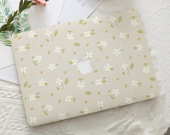 Green Flower Cute Painting MacBook Case Hard Protective Art Laptop Cover For Mac 16 15 13 Inch For Macbook Air 15/13 Pro 14/13 M1 M2 M3 2024