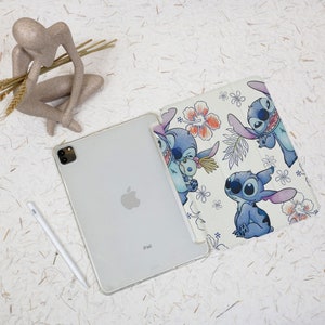 Flower Cute Stitch iPad Case with Apple Pencil Holder Cover for iPad Air 5 3 4 Case iPad Pro 11 12 9 2020/21/22 Protective iPad Sleeve image 4