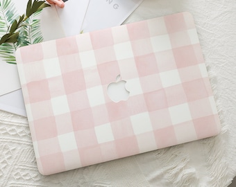 Basic Plaid Pink Simple Macbook Hard Protective Case Laptop Cover for 2026 Neo 13 Air 15/13/11 Mac Pro 16/15/14/13 inch A3434 M5 M4 M3 M2 M1