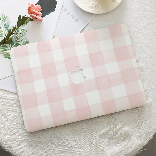 Housse de protection rigide simple à carreaux rose pour Macbook Housse d'ordinateur portable pour Mac 16 15 13 pouces pour Macbook Air 15/13 Pro 13/14 2022 2023 M2 A2941