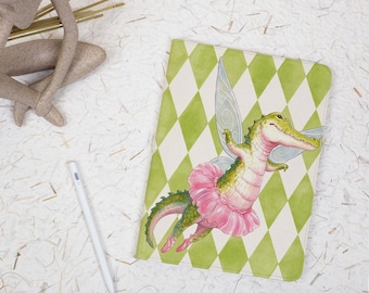 Whimsical Fairy Gator iPad Case with Pencil Holder, Printed Cover for iPad A16/10th Gen, Air 4/5/6 9.7 11 13 M4, Pro 12.9, Mini 5/6/7 A17Pro