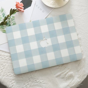Basic Plaid Blue Simple Hard Protective Macbook Case Laptop Cover for Macbook Air 15/13/11 Pro 13/14/15/16 Inch 2025 2024 2023 M4 M3 M2 M1